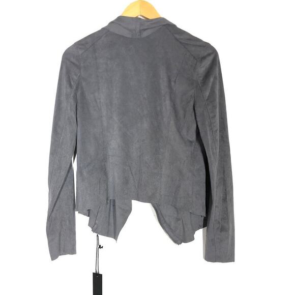 Blank NYC Drape Front Jacket Faux Suede Slouchy Zip Up Motorcycle Gray NWT Small - Picture 3 of 8